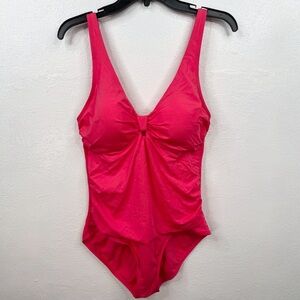 Jantzen One Piece Swimsuit Womens Size 14 Pink Twist Front Ruched